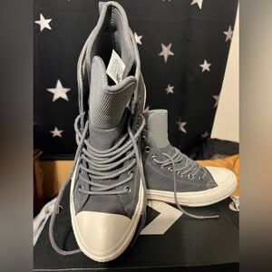 Converse Chuck Taylor All Star Waterproof Leather Boot Hi Grey M 7.5  157459C